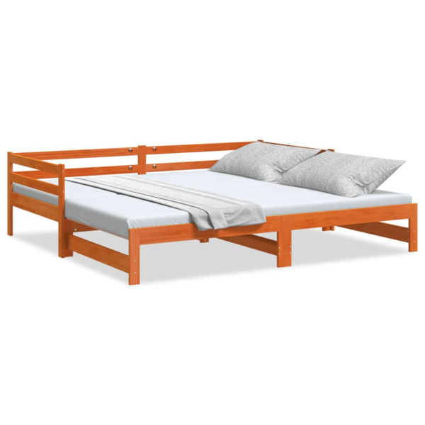Sofá cama nido madera maciza de pino marrón cera 90x190 cm