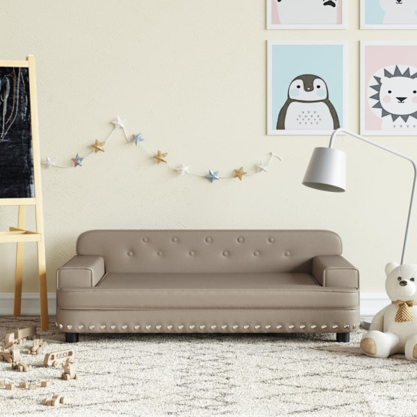 Sofá para niños de cuero sintético capuchino 90x53x30 cm