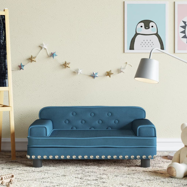 Sofá para niños de terciopelo azul 70x45x30 cm