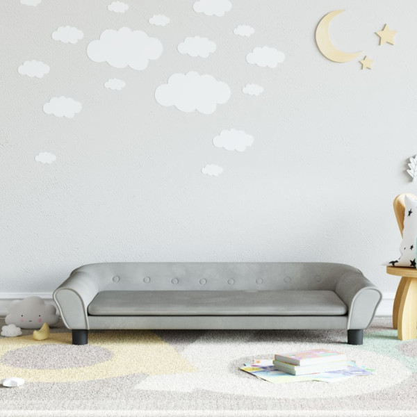 Sofá para niños de terciopelo gris claro 100x50x26 cm