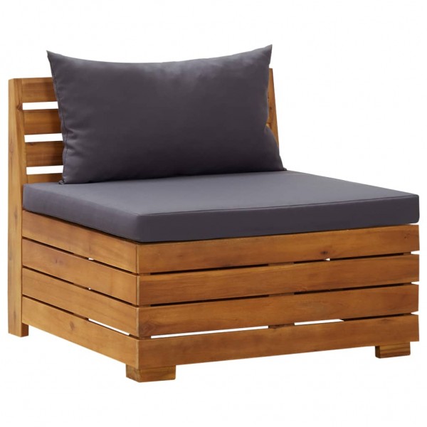 Sofá seccional central 1 pza con cojines madera maciza acacia
