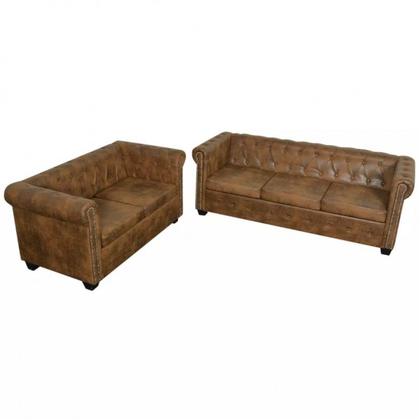 Sofás Chesterfield de 2 y 3 plazas marrón