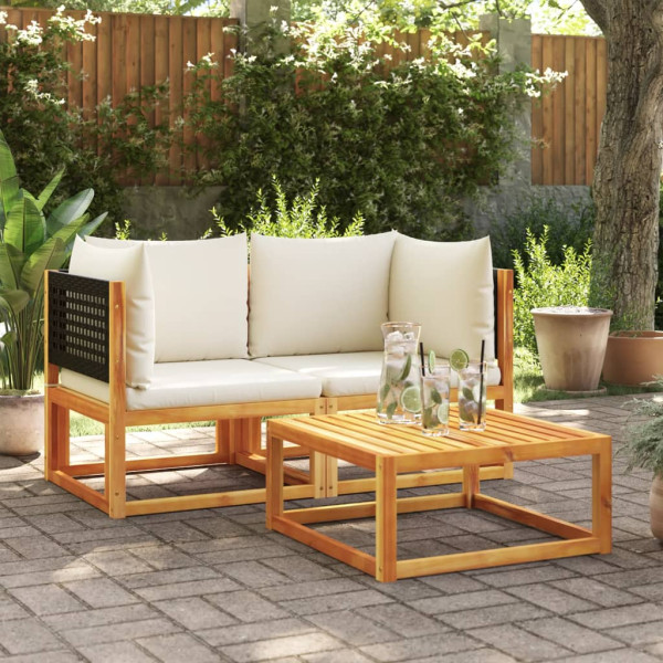 Sofás de esquina jardín con cojines 2 pzas madera maciza acacia