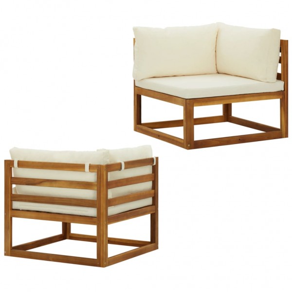 Sofás de esquina modulares 2 uds con cojines tela blanco crema
