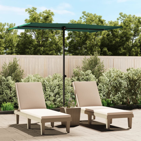 Sombrilla de jardín con palo de aluminio verde 2x1.5 m