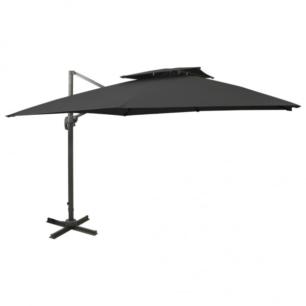 Sombrilla voladiza con cubierta doble negro 300x300 cm