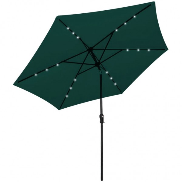Sombrilla voladiza con LED 3 m verde