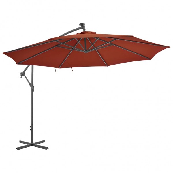 Sombrilla voladiza con luces LED terracota 350 cm