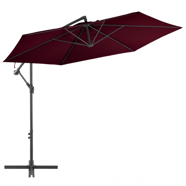 Sombrilla voladiza con palo de aluminio rojo burdeos 300 cm