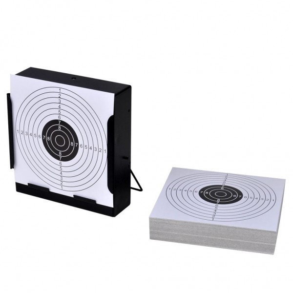 Soporte cuandrado para blancos de tiro + 100 dianas de 14 cm