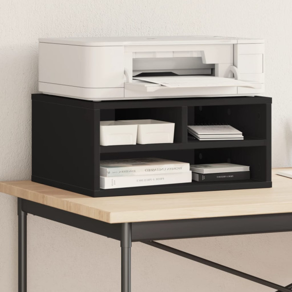 Soporte de impresora madera ingeniería negro 49x40x22.5 cm