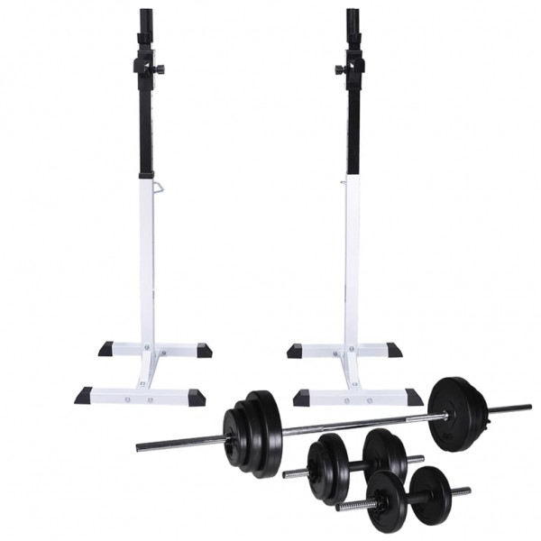 Soporte de pesas con pesas y mancuernas 30.5 kg