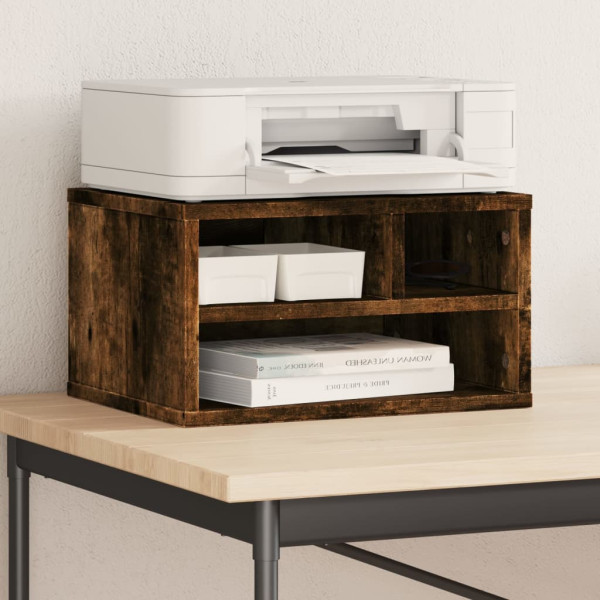 Soporte impresora madera ingeniería roble ahumado 40x32x22.5 cm