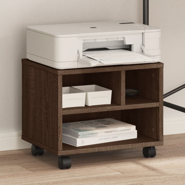 Soporte para impresora con ruedas marrón roble 41x32x34.5 cm