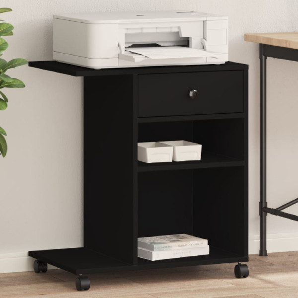 Soporte para impresora con ruedas negro 60x40x68.5 cm