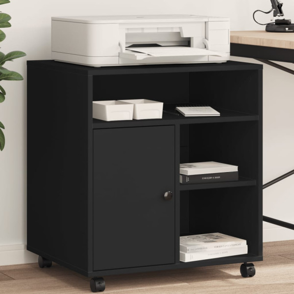 Soporte para impresora con ruedas negro 60x50x67 cm
