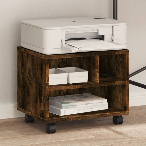 Soporte para impresora con ruedas roble ahumado 41x32x34.5 cm