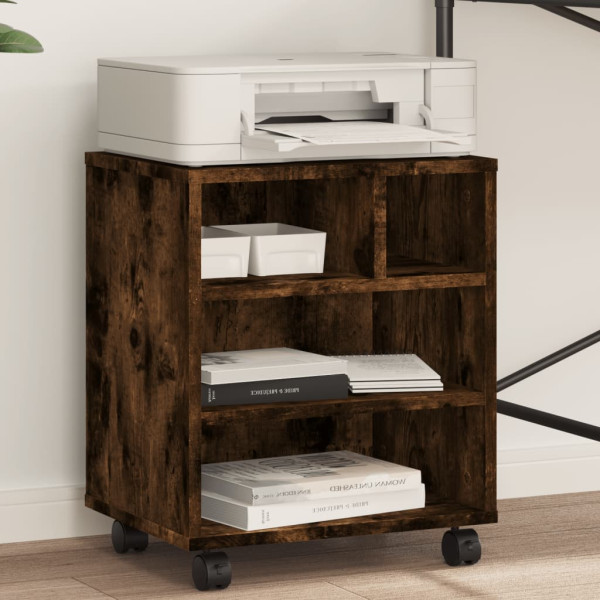 Soporte para impresora con ruedas roble ahumado 41x32x48 cm