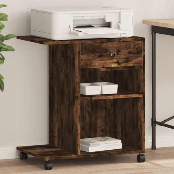 Soporte para impresora con ruedas roble ahumado 60x40x68.5 cm