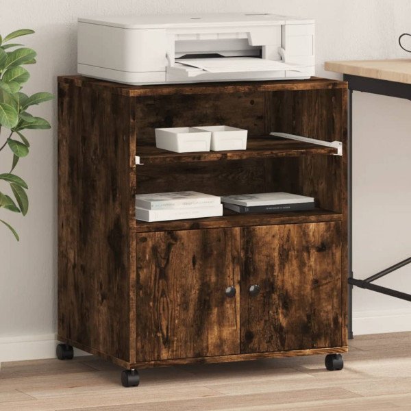 Soporte para impresora con ruedas roble ahumado 60x48x74 cm