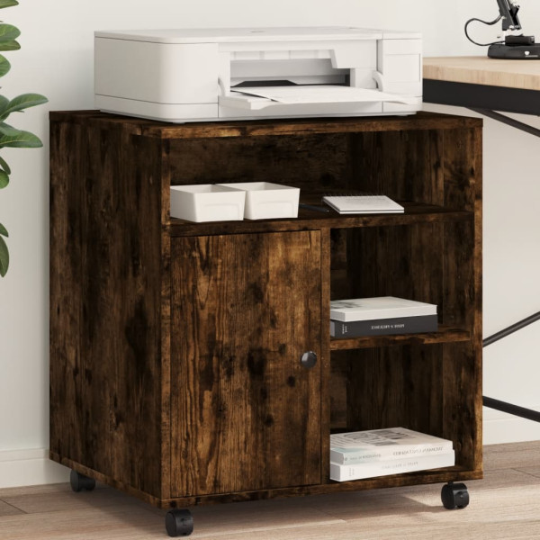 Soporte para impresora con ruedas roble ahumado 60x50x67 cm