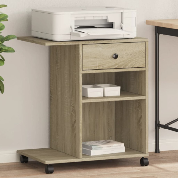Soporte para impresora con ruedas roble Sonoma 60x40x68.5 cm