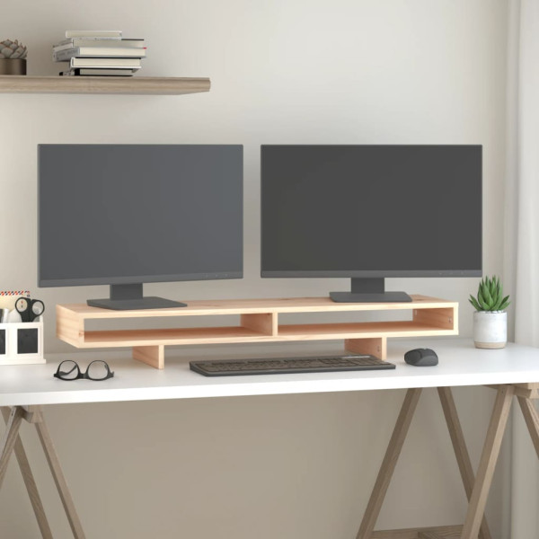 Soporte para monitor madera maciza de pino 100x27x14 cm