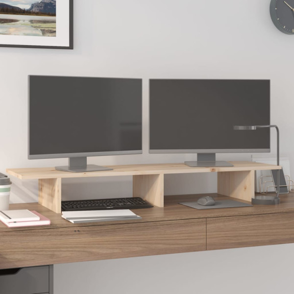 Soporte para monitor madera maciza de pino 100x27x15 cm