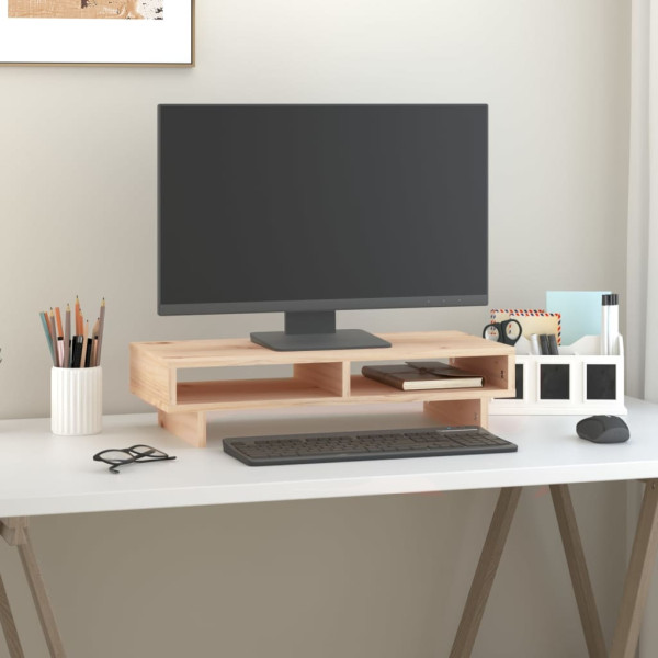 Soporte para monitor madera maciza de pino 60x27x14 cm