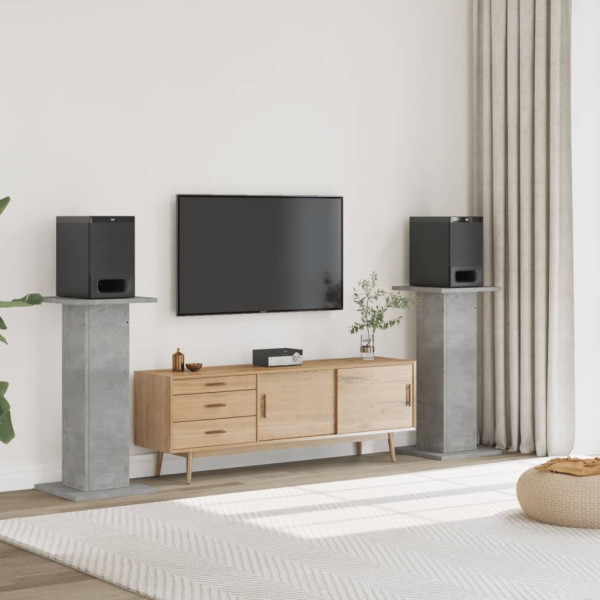 Soportes altavoces 2 uds madera gris hormigón 30x30x95 cm