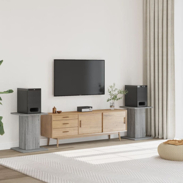 Soportes altavoces 2 uds madera gris Sonoma 30x30x60 cm