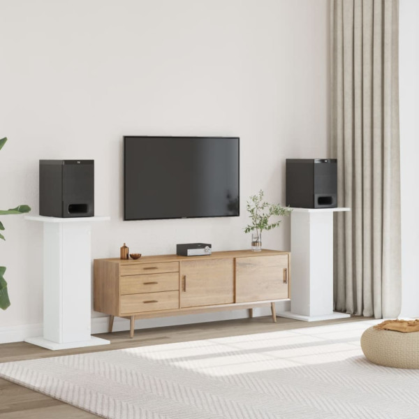 Soportes altavoces 2 uds madera ingeniería blanco 30x30x80 cm
