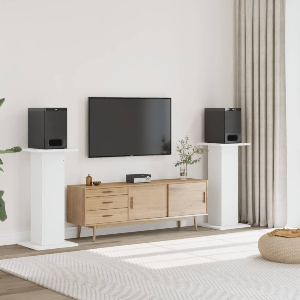 Soportes altavoces 2 uds madera ingeniería blanco 30x30x95 cm