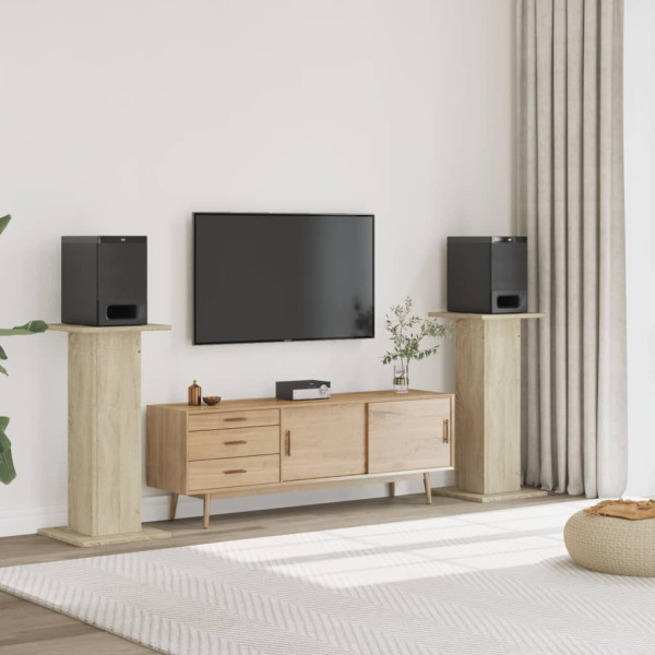 Soportes altavoces 2 uds madera roble Sonoma 30x30x95 cm