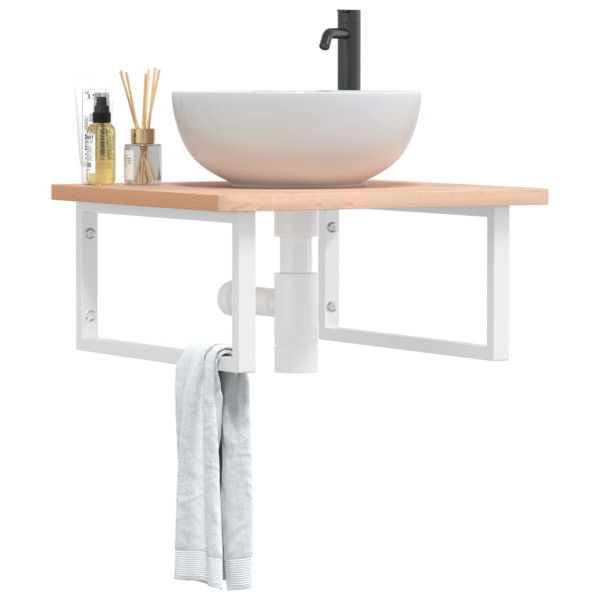 Soportes estante de lavabo 2 uds rectangular acero blanco