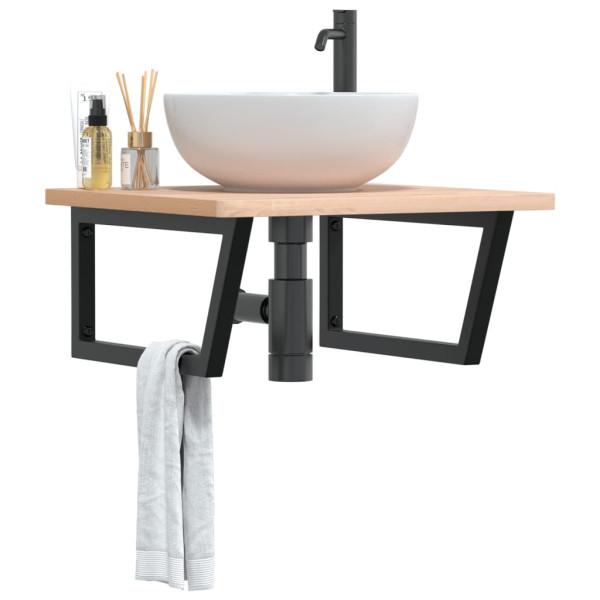 Soportes estante de lavabo 2 unidades trapecio acero negro