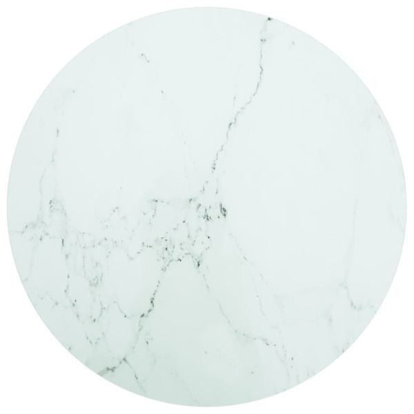 Tablero de mesa diseño mármol vidrio templado blanco Ø70x0.8 cm