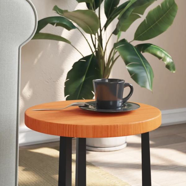 Tablero de mesa redondo madera maciza de pino marrón Ø30x2.5 cm