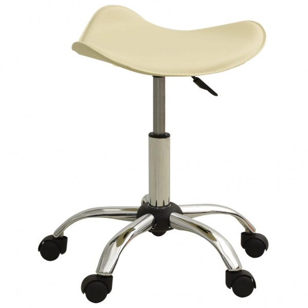 Taburete de belleza de cuero sintético crema