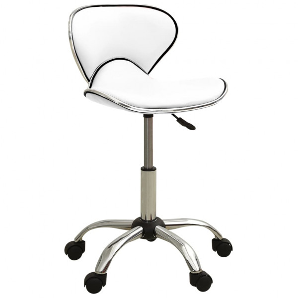 Taburete de salón de belleza de cuero sintético blanco