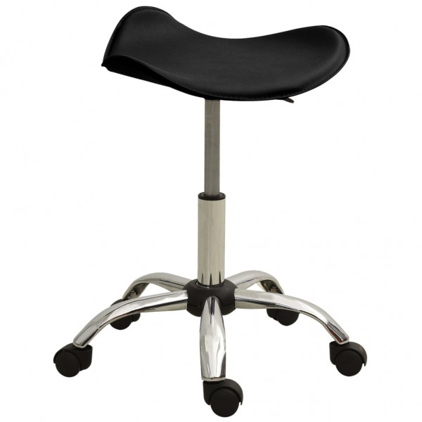 Taburete de salón de belleza de cuero sintético negro