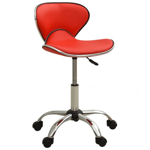 Taburete de salón de belleza de cuero sintético rojo