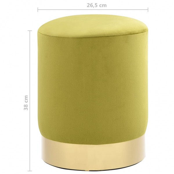 Taburete de terciopelo verde mostaza y dorado