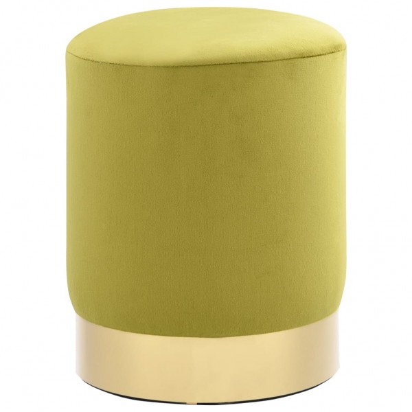 Taburete de terciopelo verde oscuro y dorado