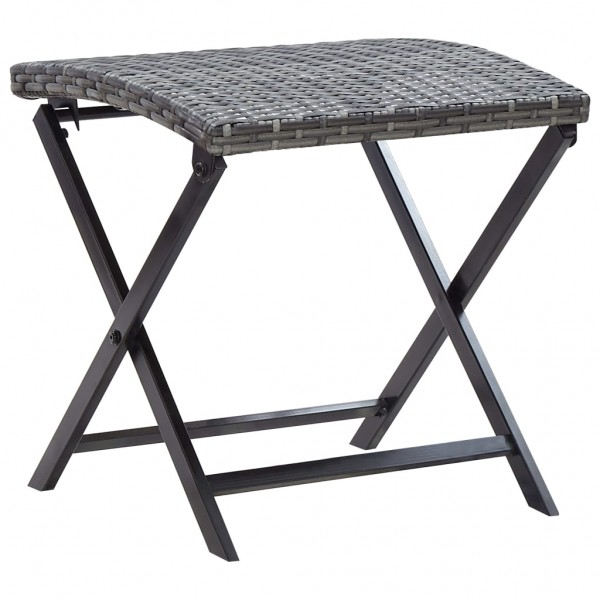 Taburete plegable de ratán sintético gris