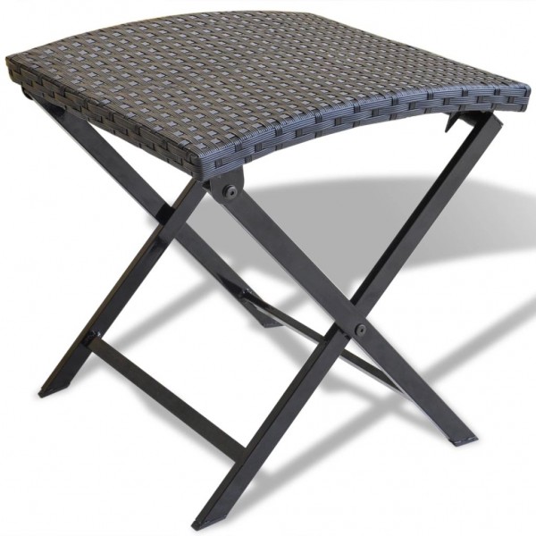 Taburete plegable de ratán sintético negro