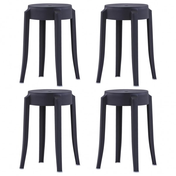 Taburetes apilables 4 unidades plástico negro