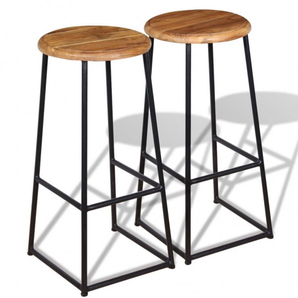 Taburetes de cocina 2 unidades madera de teca maciza
