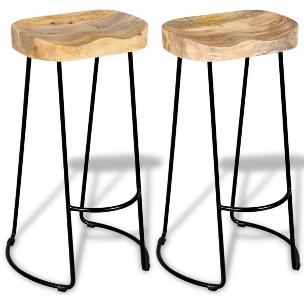 Taburetes de cocina 2 unidades madera maciza de mango