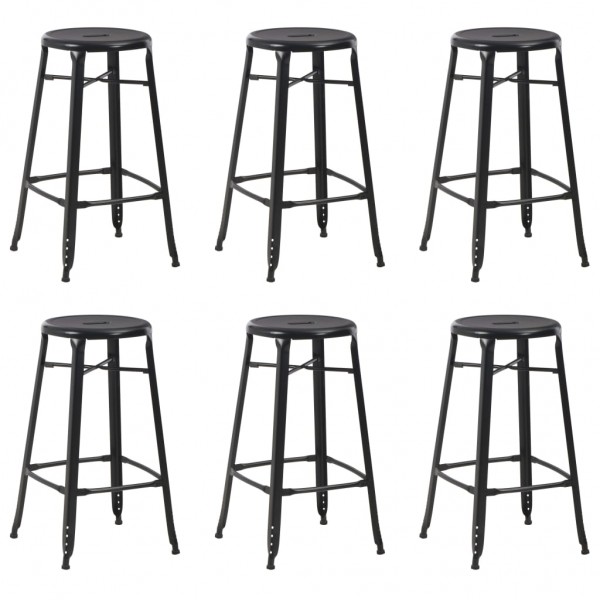 Taburetes de cocina 6 unidades acero negro